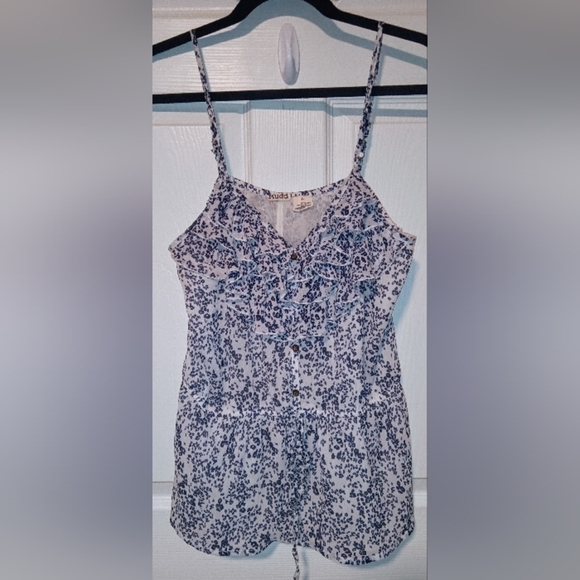 Mudd Sleeveless Ruffle Front Tank Top Adjustable Straps Cinch Waist Size Large - Picture 1 of 4